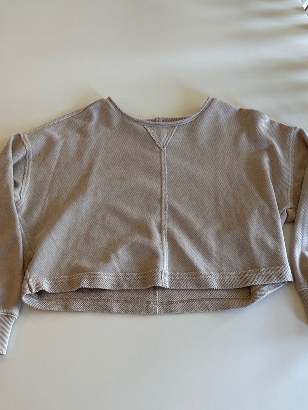 Aerie Cropped tan texture Knit Pullover size M